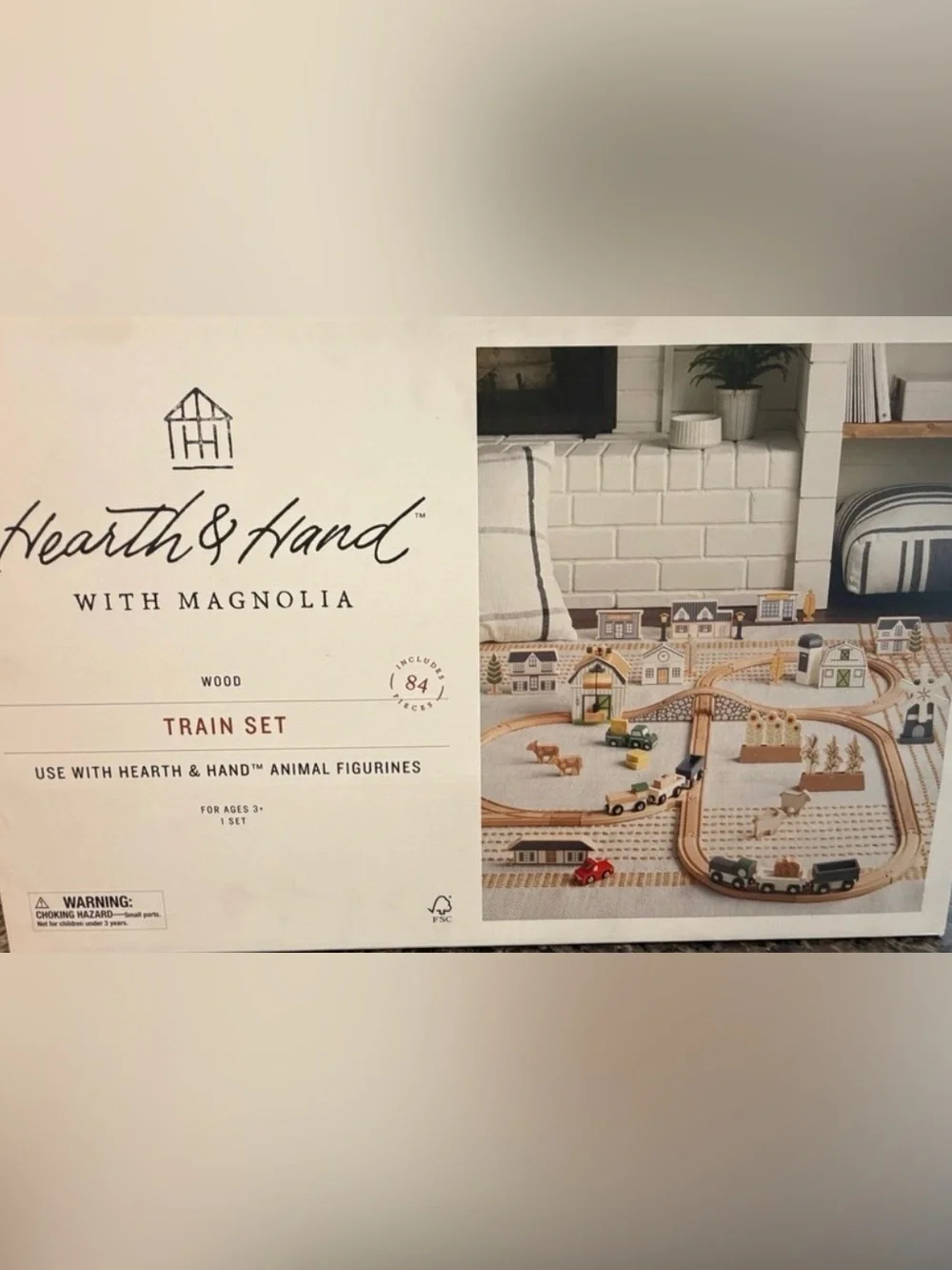 NWT Hearth & Hand 84 Piece Wooden Train Set Town Playset - Picture 7 of 7